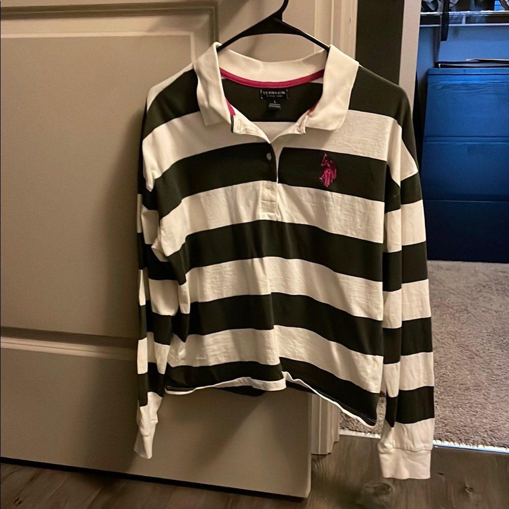 Polo by Ralph Lauren Kids Striped Green and White Rugby Shirt